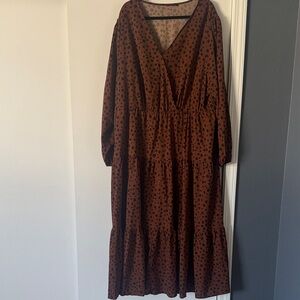 BloomChic Chocolate Polka Dot Long Sleeve Dress